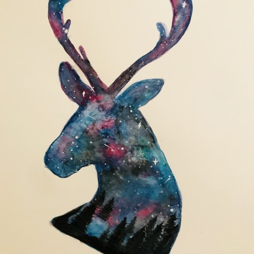 Galaxy Stag and forest
