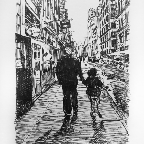 Father and Daughter taking a stroll through SoHo