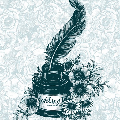 Vintage Blue Ink & Quill