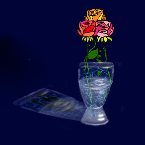 Three Roses in Glass