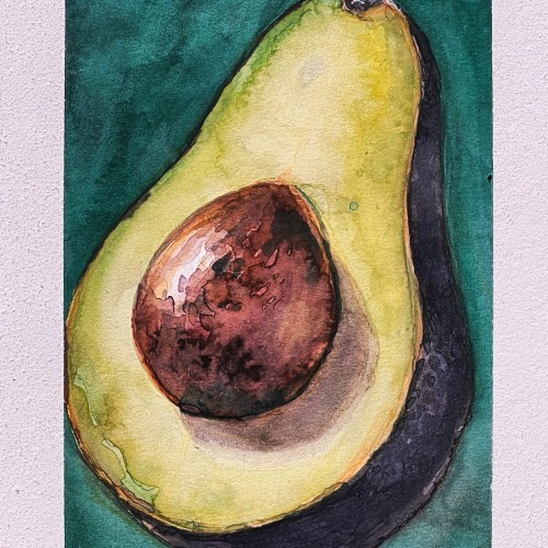 Watercolor avocado
