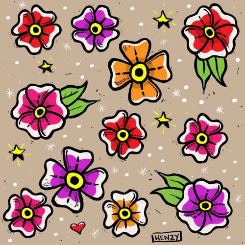 Flowers linocuts