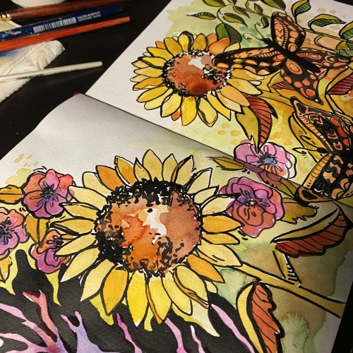 Sunflowers  Watercolor