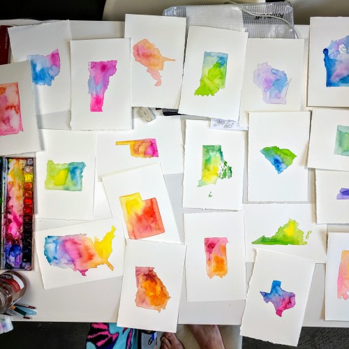 Watercolor States of America
