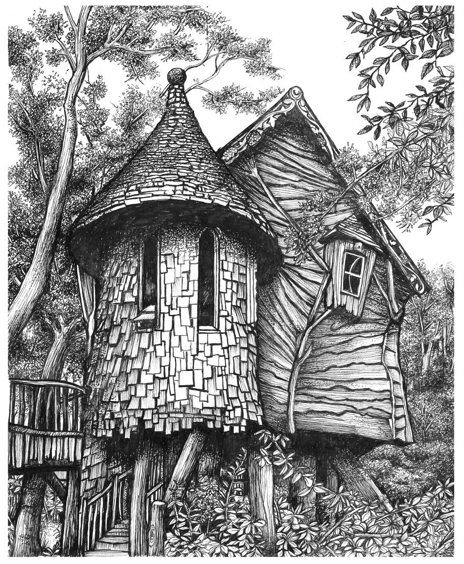 Black and White drawing of a house