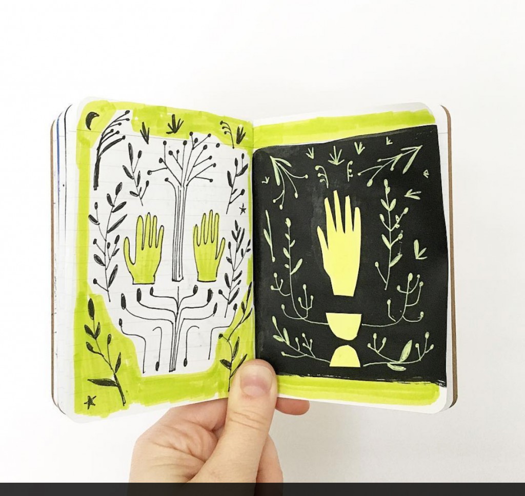 Cute illustrations in a sketchbook