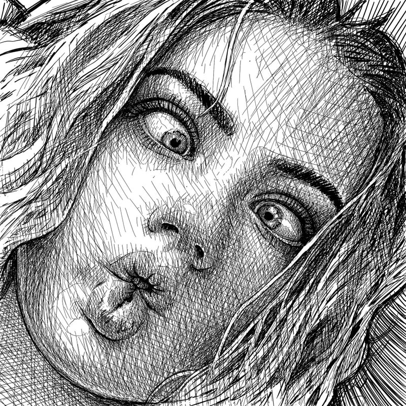 Blonde woman portrait. Cross hatch art Drawing by Katarzyna Gagol - Fine  Art America