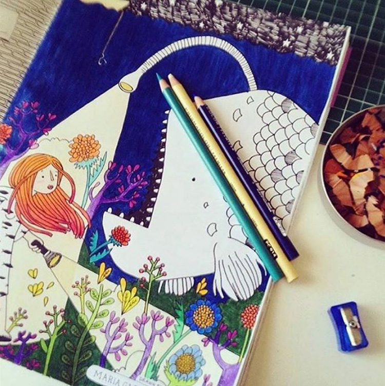 Completed Coloring Page by Doodle Addicts User Marcela Velez