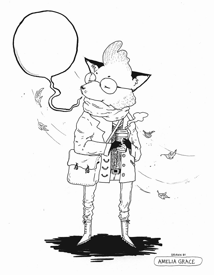 Blank Coloring Page of a Fox by Amelia Grace