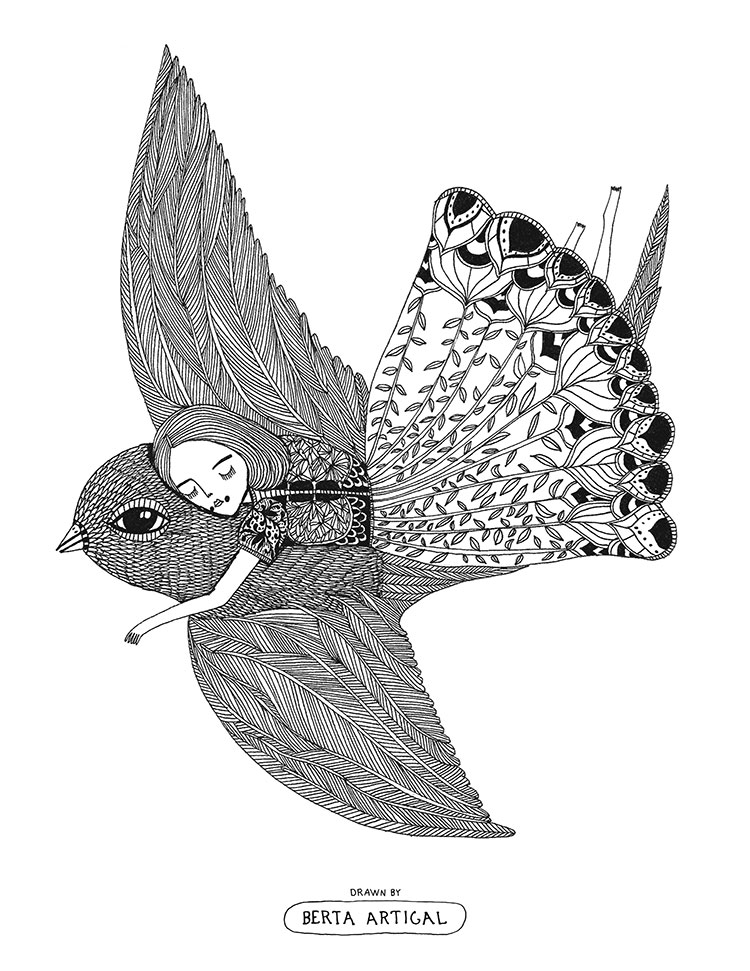 Blank Coloring Page Designed by Berta Artigal
