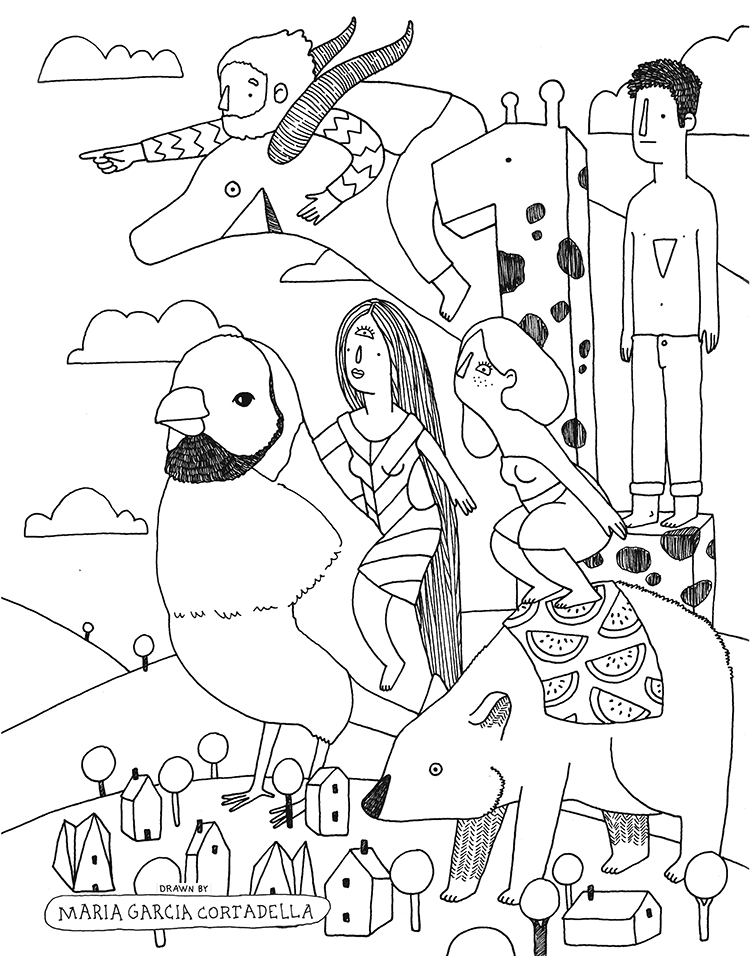 Blank Coloring Page Designed by Maria Garcia Cortadella