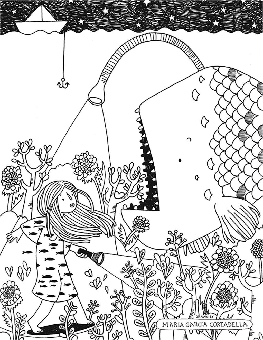 Blank Coloring Page Designed by Maria Garcia Cortadella