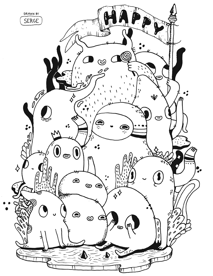 Blank Coloring Page Designed by Serge