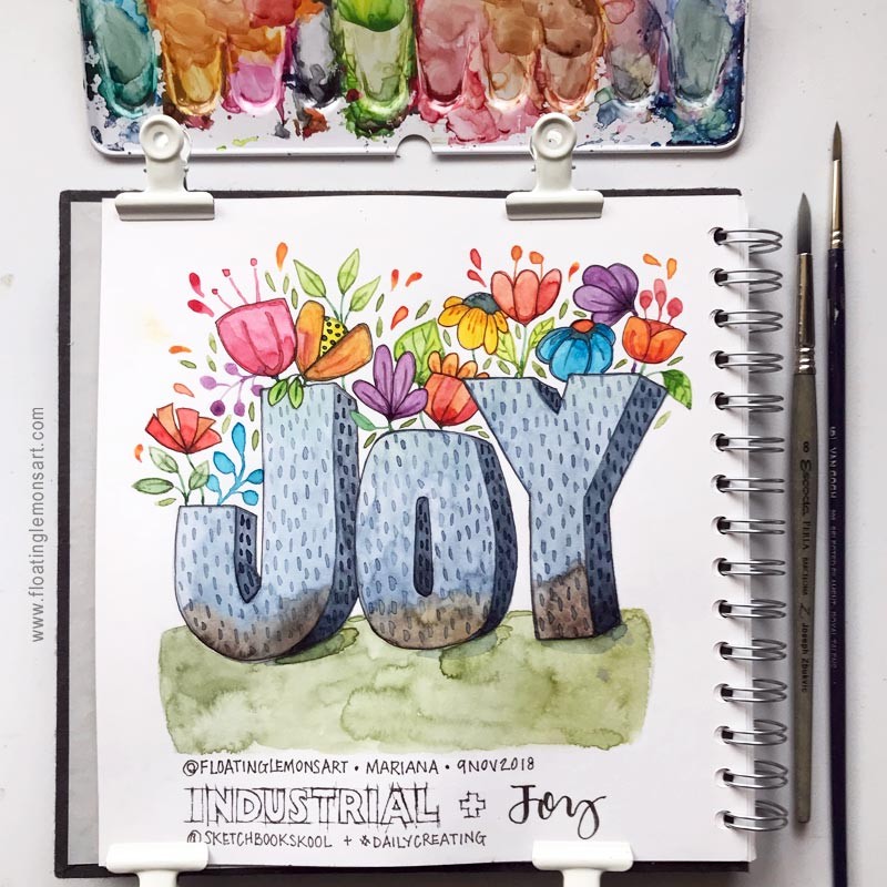 Watercolor painting of the word Joy