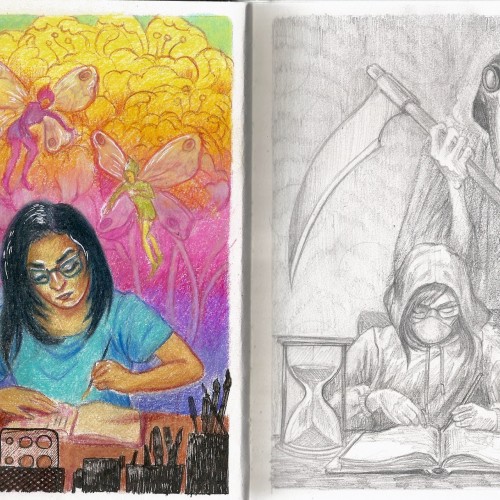 Pre/Post Quarantine: A Diptych Drawing Challenge