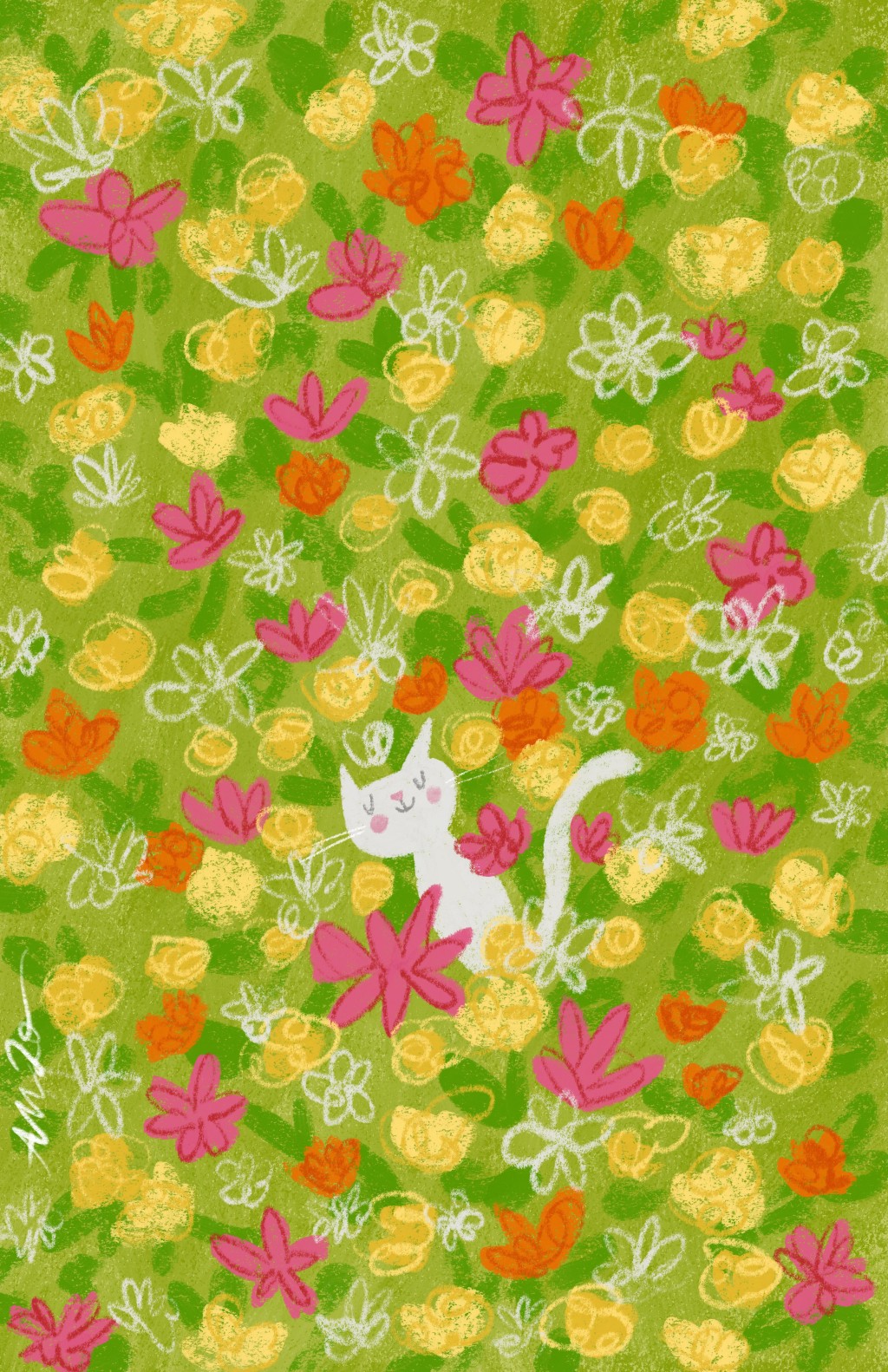 Garden Cat drawing by Angela Martini Doodle Addicts