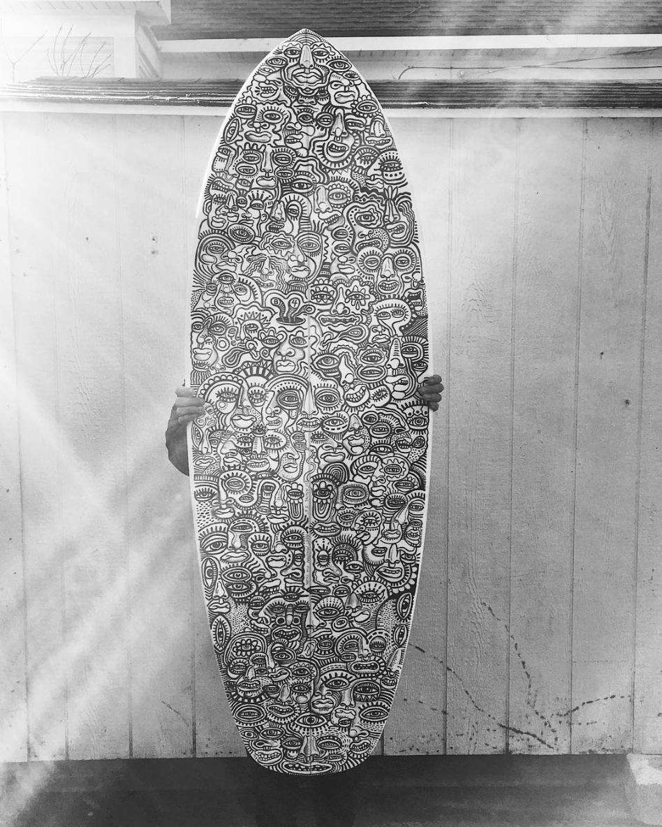 SURFBOARD FOAM DOODLES drawing by GROBO Doodle Addicts
