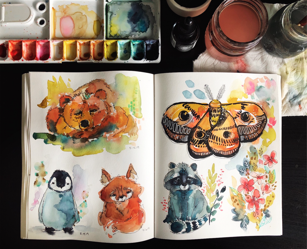 watercolor sketchbook spread : r/Watercolor