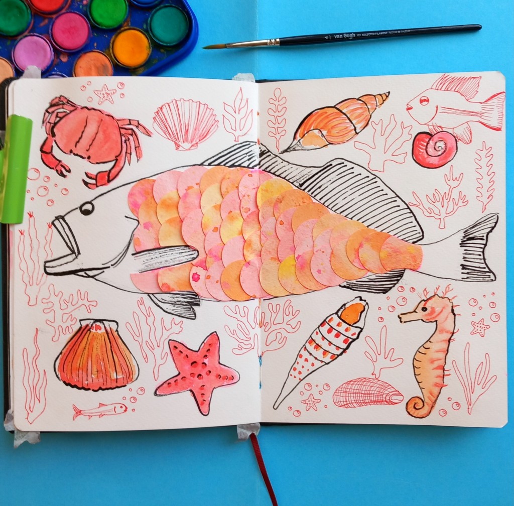Collage Fish drawing by Jasmin | Doodle Addicts