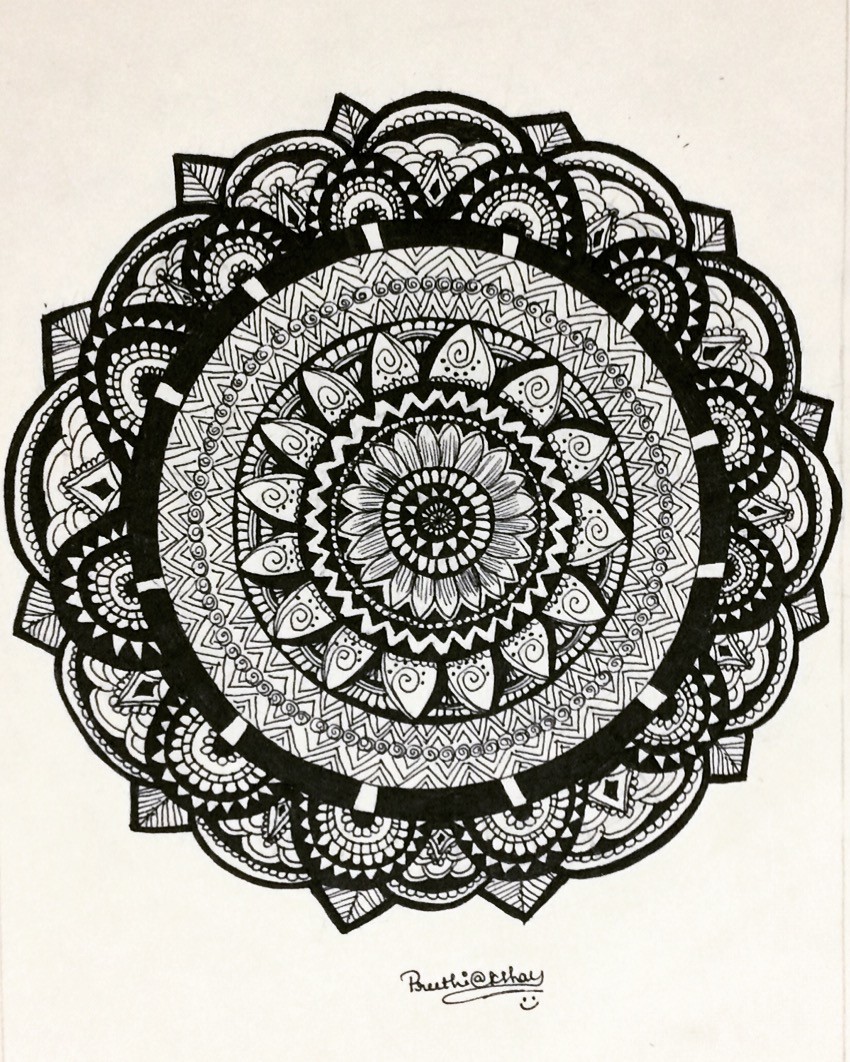 Flower mandala drawing by Preethi Akshay | Doodle Addicts