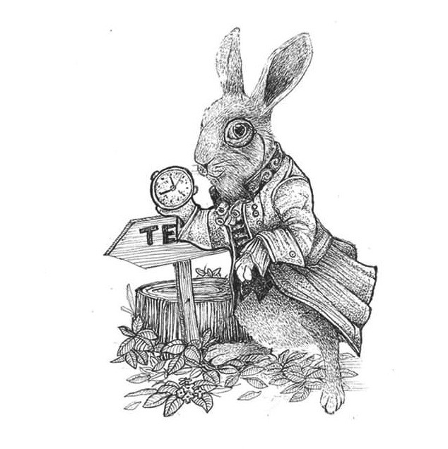 Alice in Wonderland - White Rabbit drawing by Julia Hill | Doodle Addicts