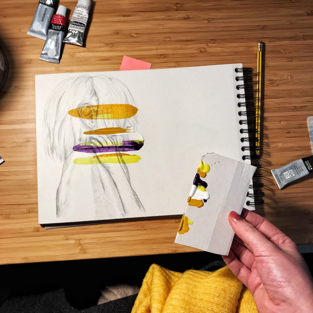 Paint splatter sketch drawing by Anna Thomsen Doodle Addicts