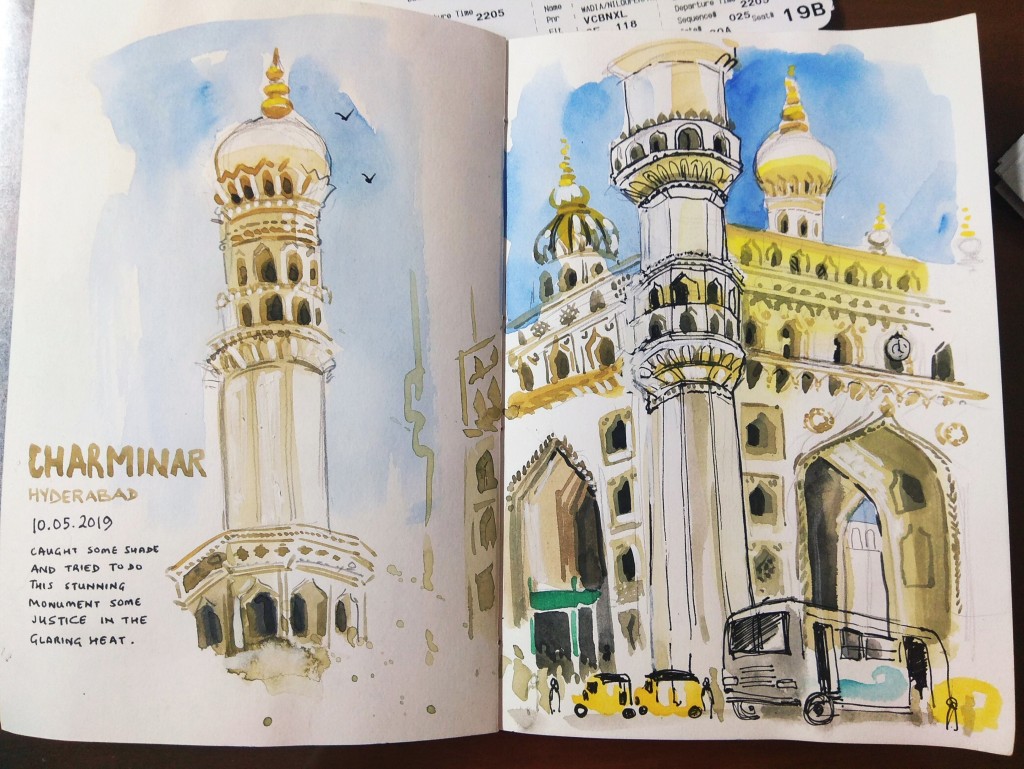 Charminar, Hyderabad drawing by Niloufer Wadia Doodle Addicts