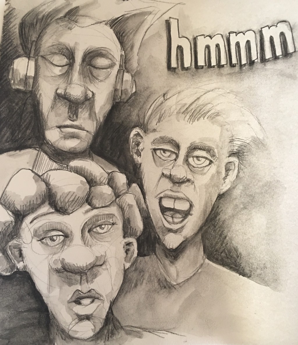 Hmmm... drawing by Derek Lowes Doodle Addicts