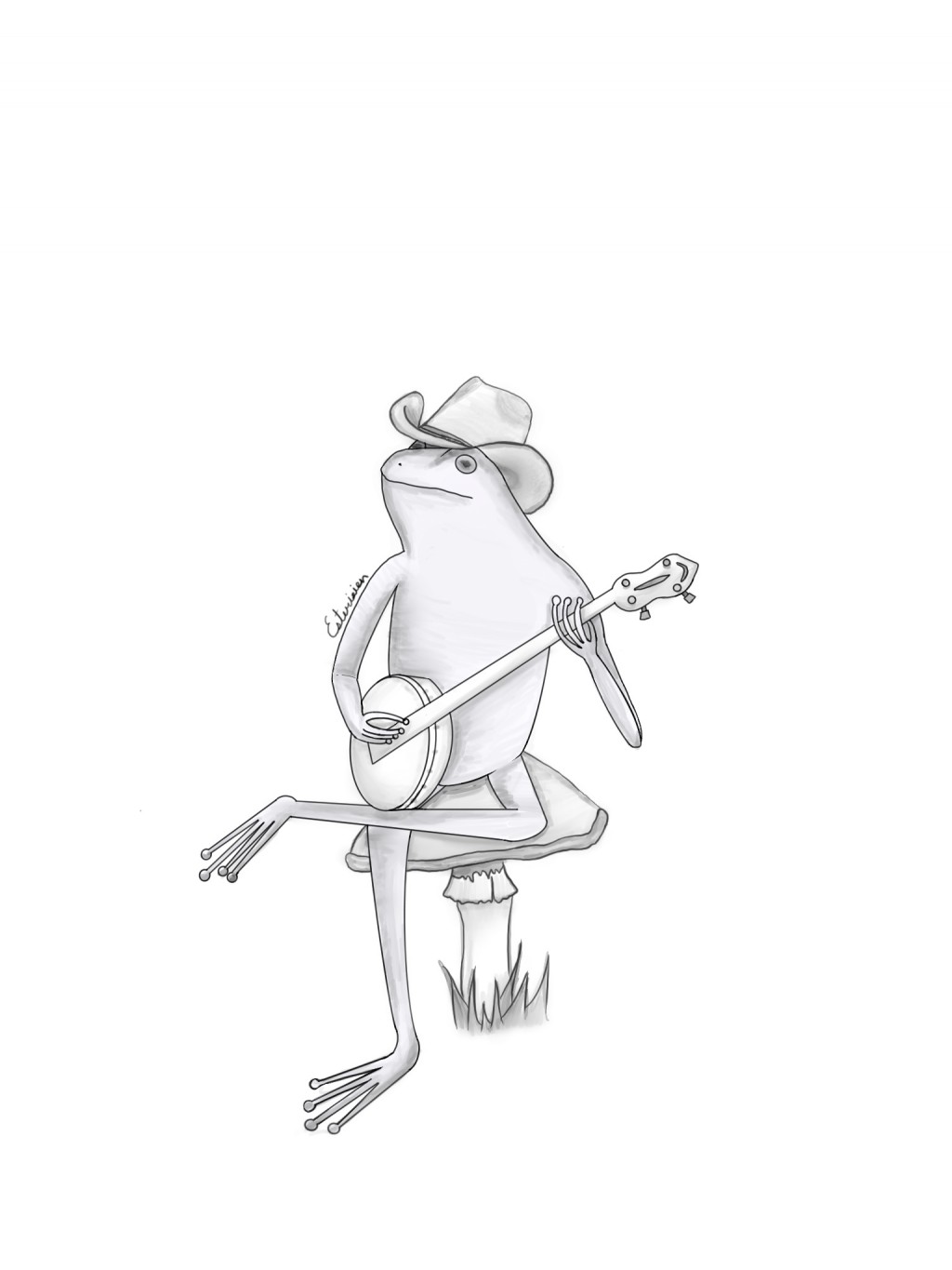 Joe the Banjo Frog drawing by Ester Doodle Addicts