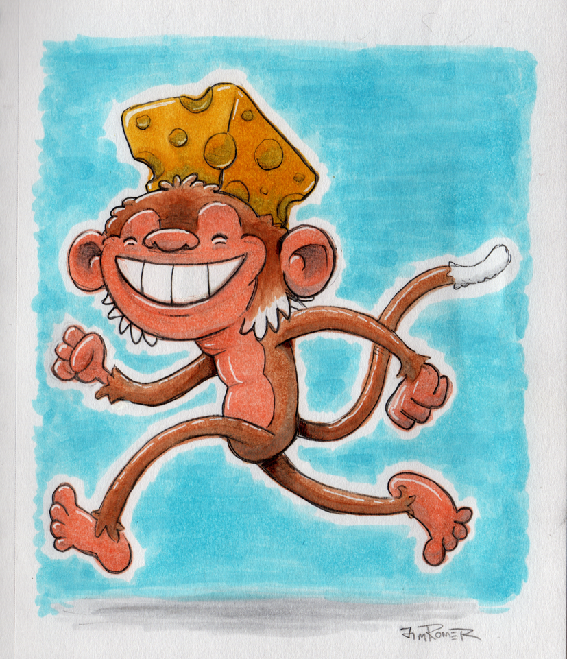 Monkey Cheese drawing by Jim Romer | Doodle Addicts