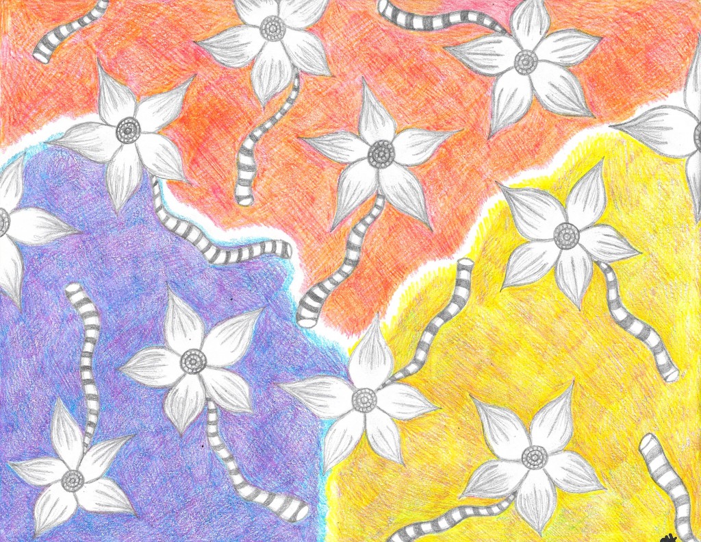 Tricolor Garden drawing by Olivia Hathaway Doodle Addicts