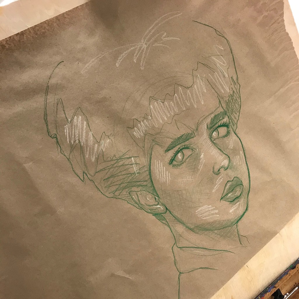 green crayon drawing by Martin Balsam Doodle Addicts