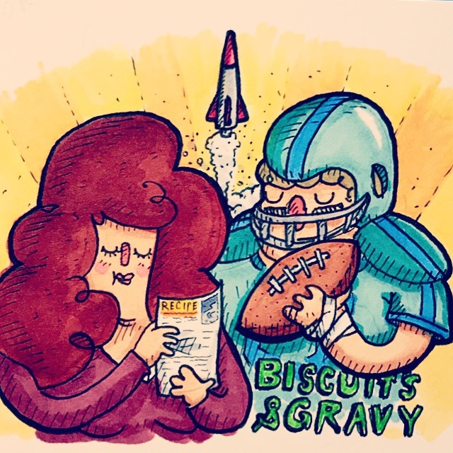 Biscuits and gravy drawing by Charlie Haggard Doodle Addicts
