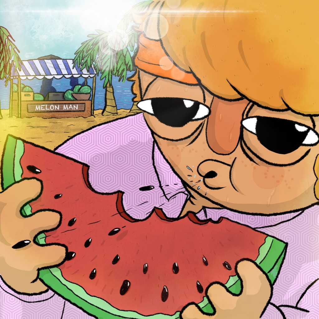 Melon man drawing by Charlie Haggard Doodle Addicts