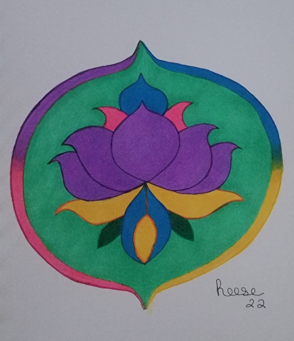 Colorful Lotus drawing by Chariss Williams Doodle Addicts