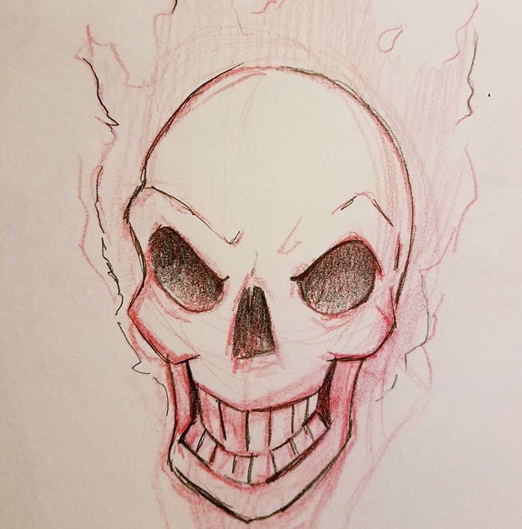 How To Draw Flaming Skull - Drawing - Free Transparent PNG Download - PNGkey