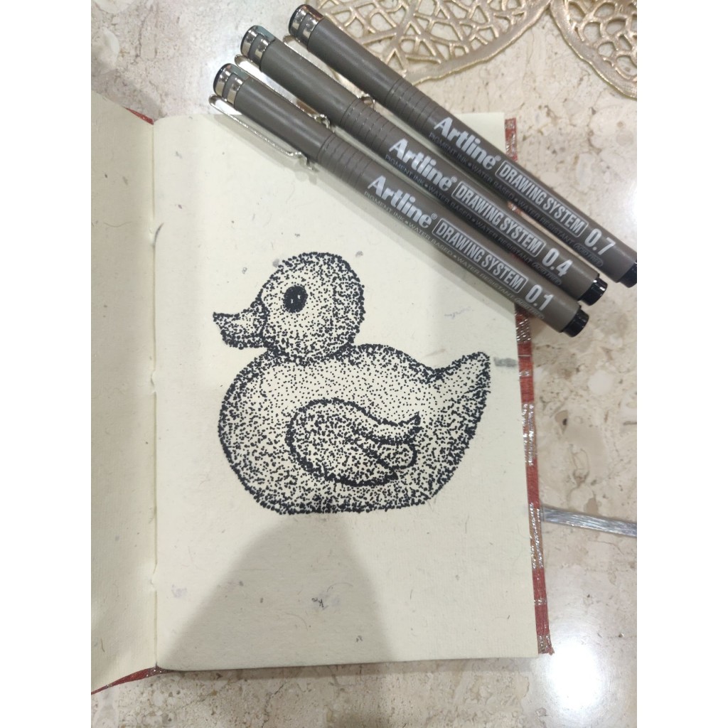 Duck Pointillism Art drawing by Artistic Ruminations | Doodle Addicts