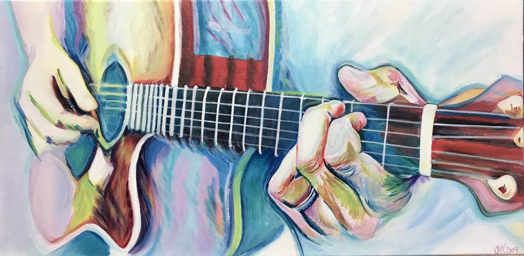 Strumming Six Strings drawing by Jennifer MalloryWelch Doodle Addicts