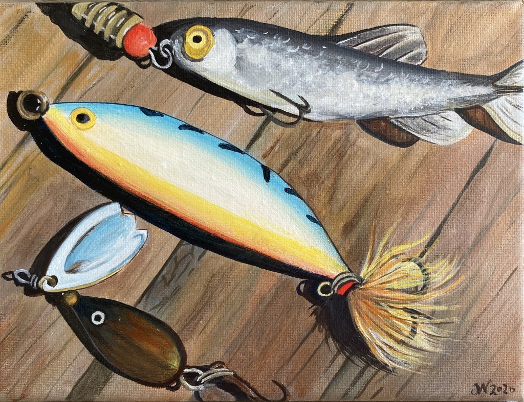 Fishing Lures drawing by Jennifer Mallory-Welch