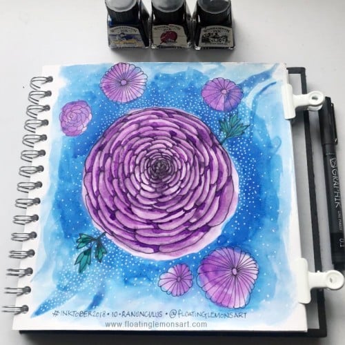 Inktober day 10: Ranunculus