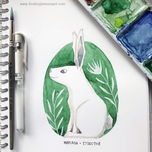 white rabbit in circle