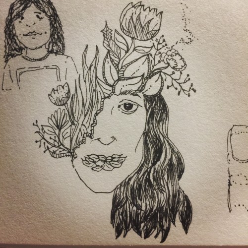 Girl doodle with flowers