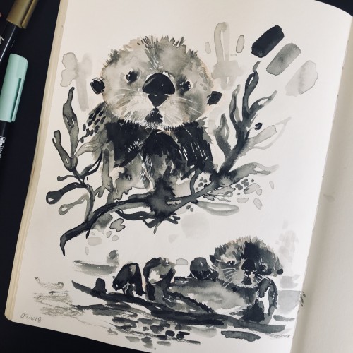India Ink Otters