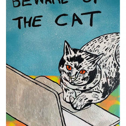 Beware Of The Cat Painting by Barrie J Davies