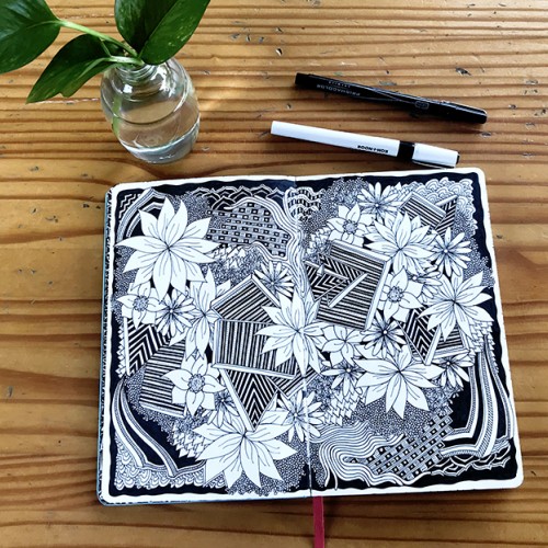 Sketchbook abstract floral doodles