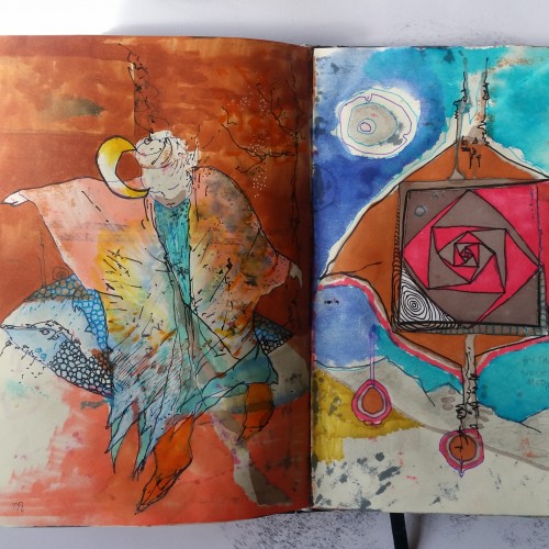 Sketchbook spread - lunar stories