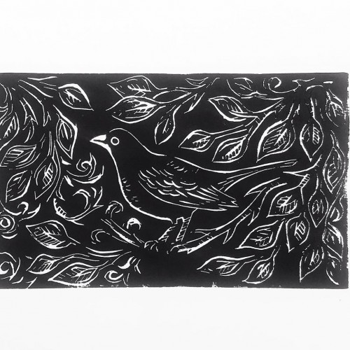Blackbird linocut print