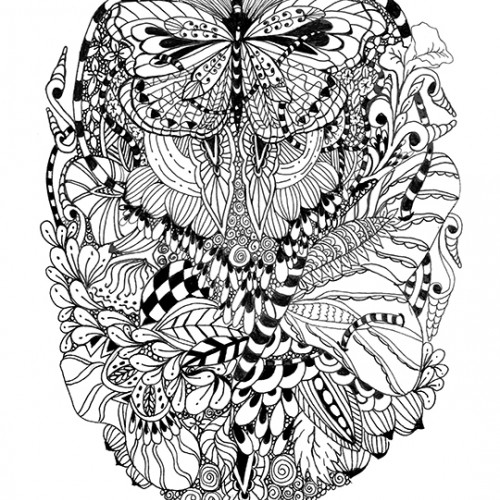 Butterfly Doodle pen and ink drawing