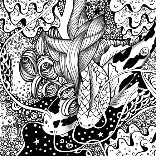 Koi Ponds Ink Drawing