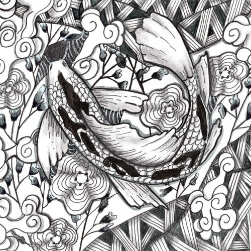 Pen and Ink Koi Fish doodle